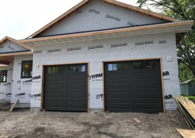 Clopay, garage door, long panel, large window, mocha brown, classic,